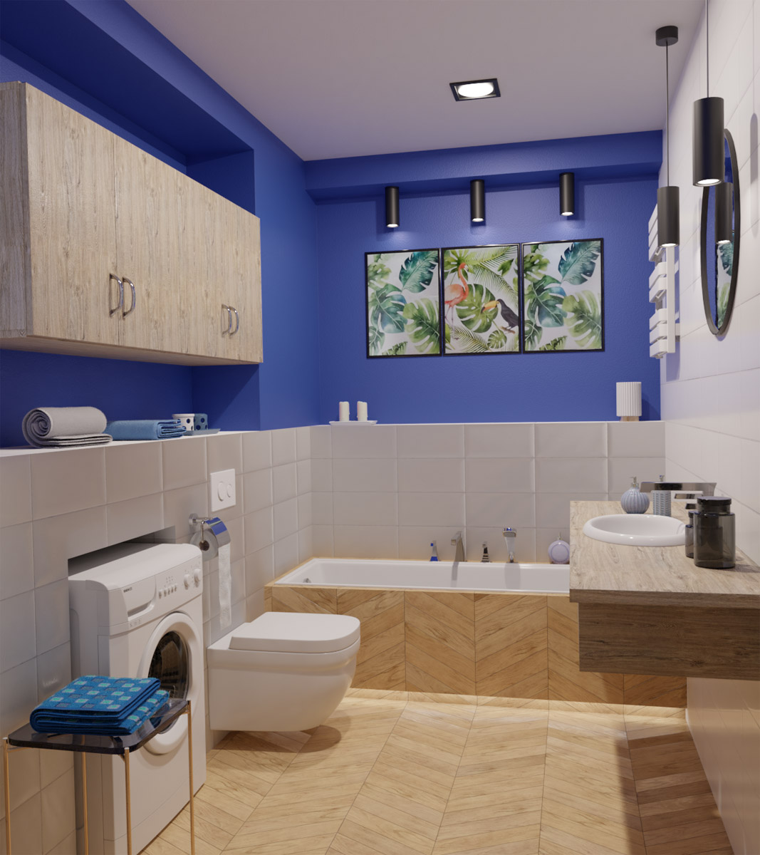 Blue compact bathroom